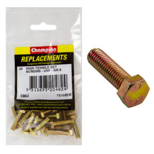 Champion 1/4in x 1in UNF Set Screw -Gr5 -20pk