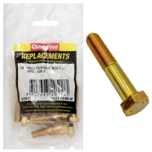 Champion 3/8in x 1-1/2in UNC Bolt -Gr5 -10pk