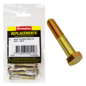 Champion 3/8in x 2in UNC Bolt -Gr5 -5pk