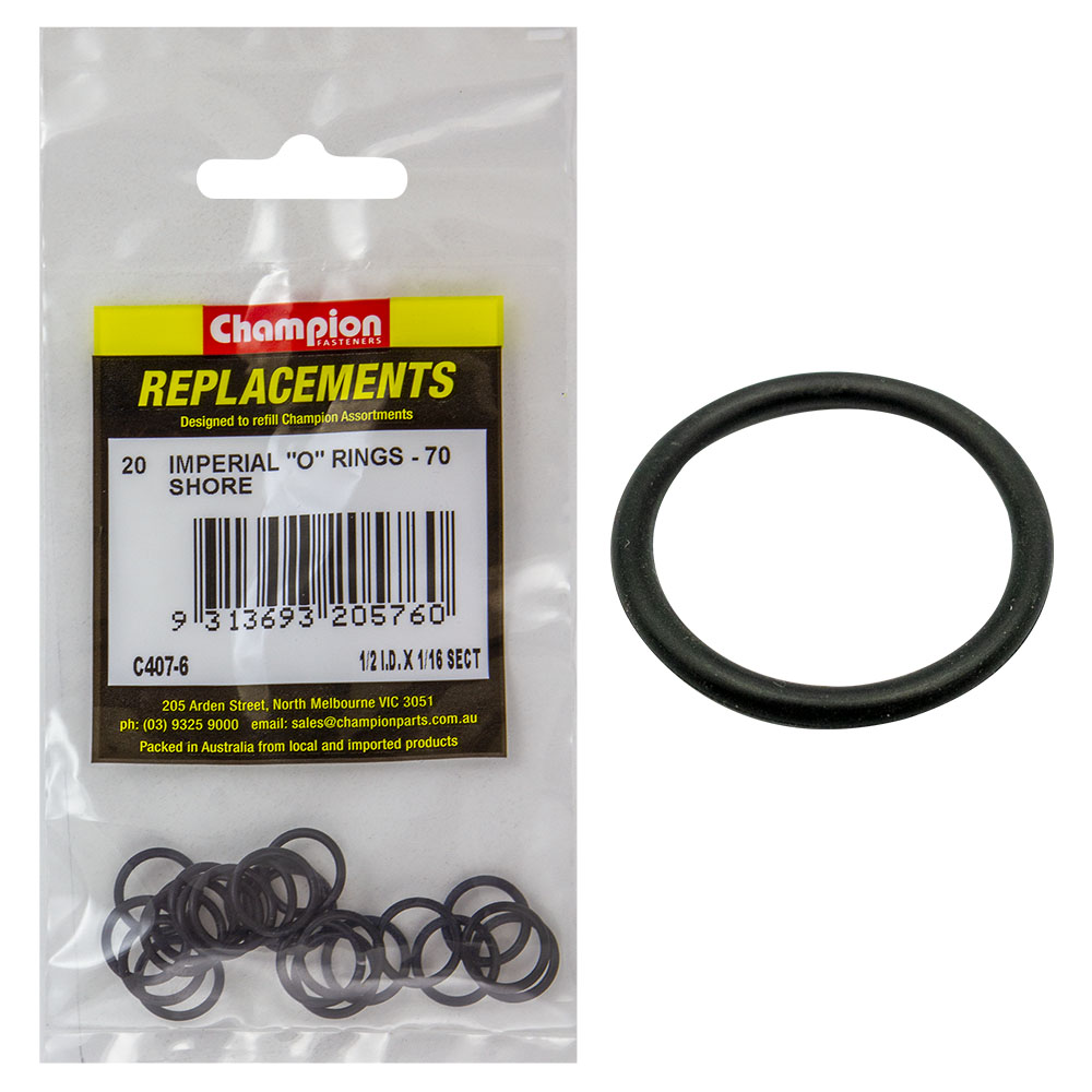 Champion 1/2in (I.D.) x 1/16in Imperial O-Ring -20pk