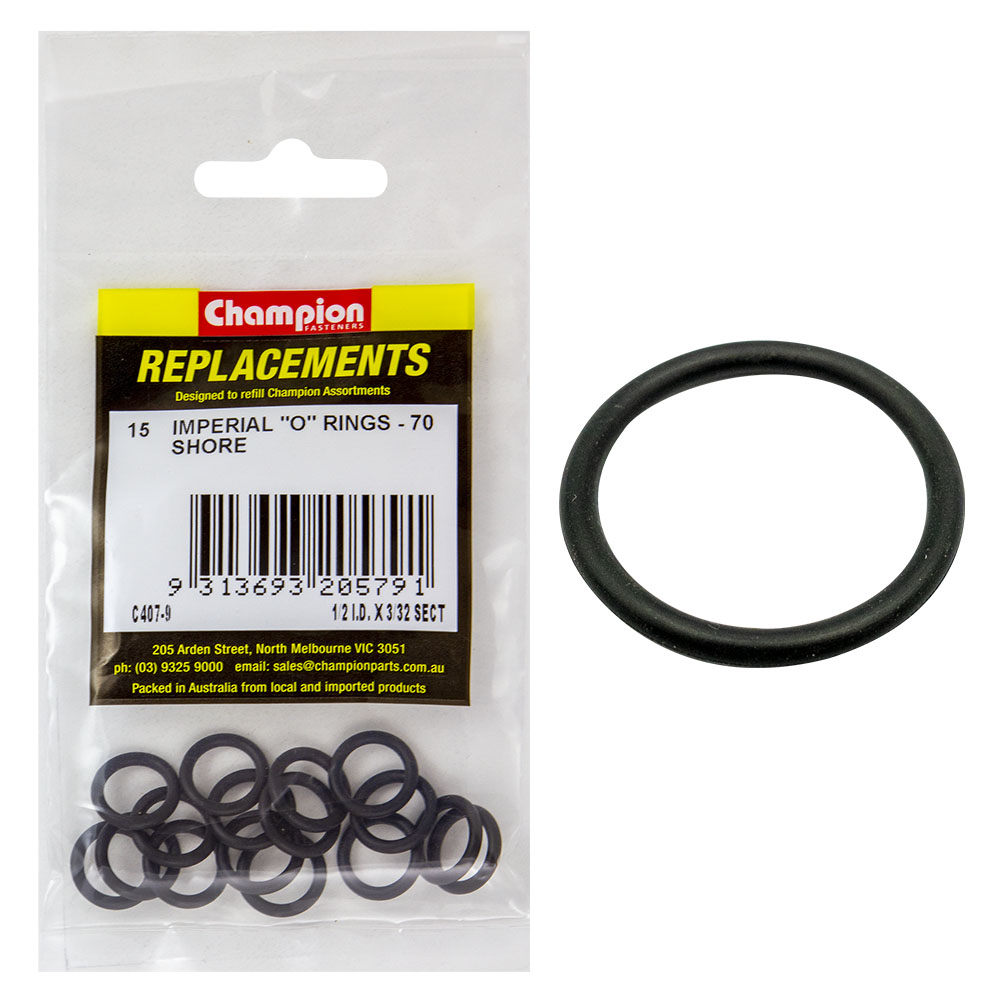 Champion 1/2in (I.D.) x 3/32in Imperial O-Ring -15pk