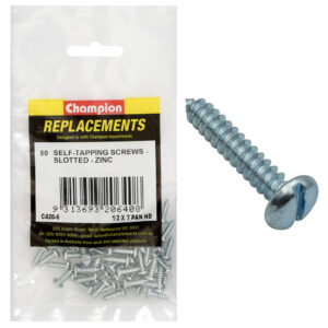 Champion 7G x 1/2in S/Tapping Screw Pan Head Slotted -50pk