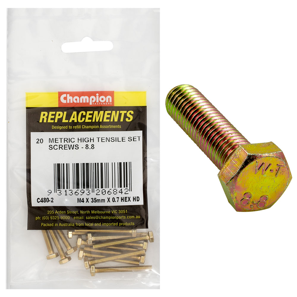 Champion M4 x 35mm x 0.7 Set Screw -Gr8.8 -20pk