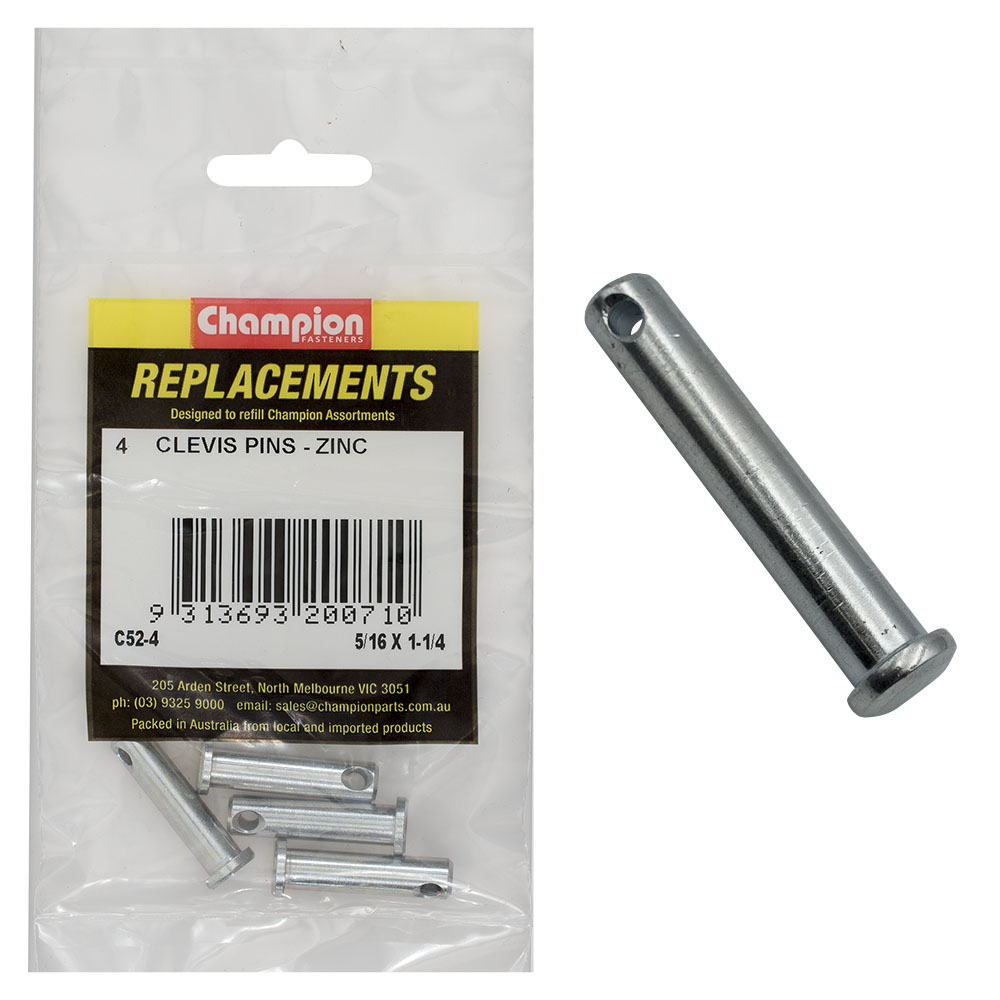 Champion 5/16in x 1-1/4in Clevis Pin -4pk