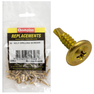 Champion 8G x 20mm Mushroom Head S/Drilling Screw Ph -50pk