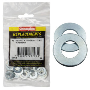 Champion 3/8in x 3/4in x 16G Flat Steel Washer -40pk