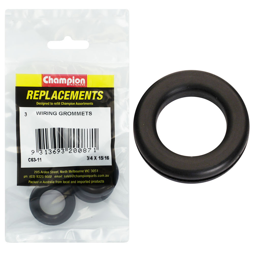 Champion 19 x 24 x 33mm Rubber Wiring Grommet - 3pk