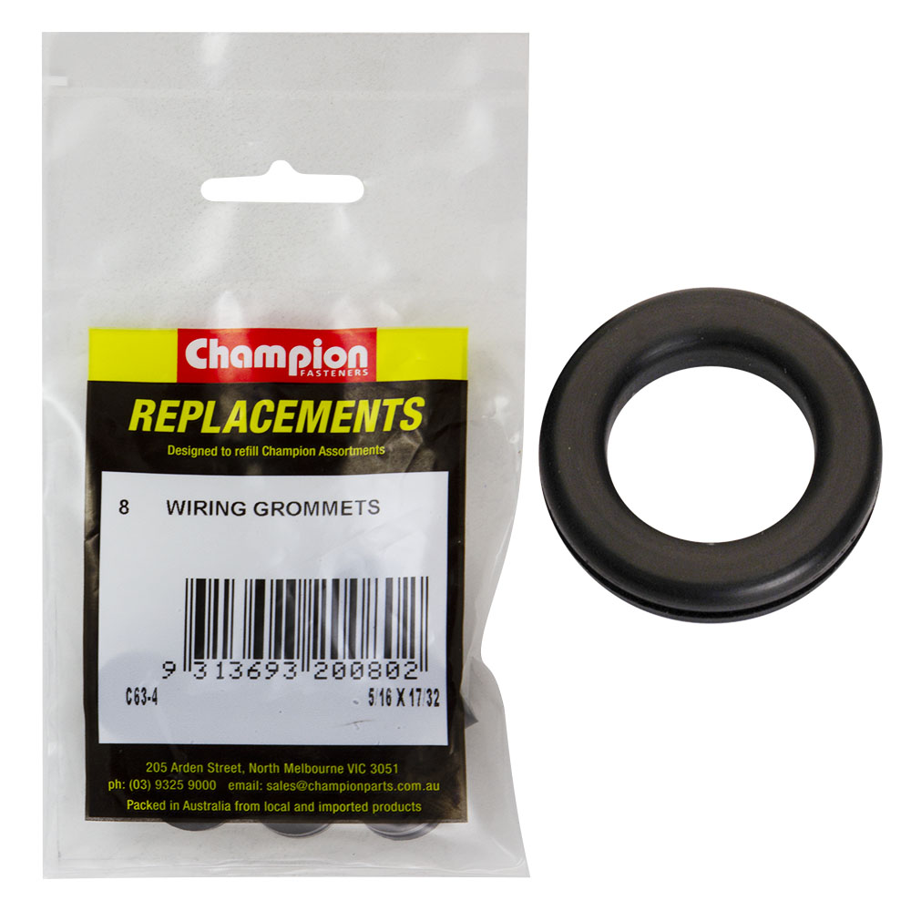 Champion 8 x 13 x 19mm Rubber Wiring Grommet -8pk