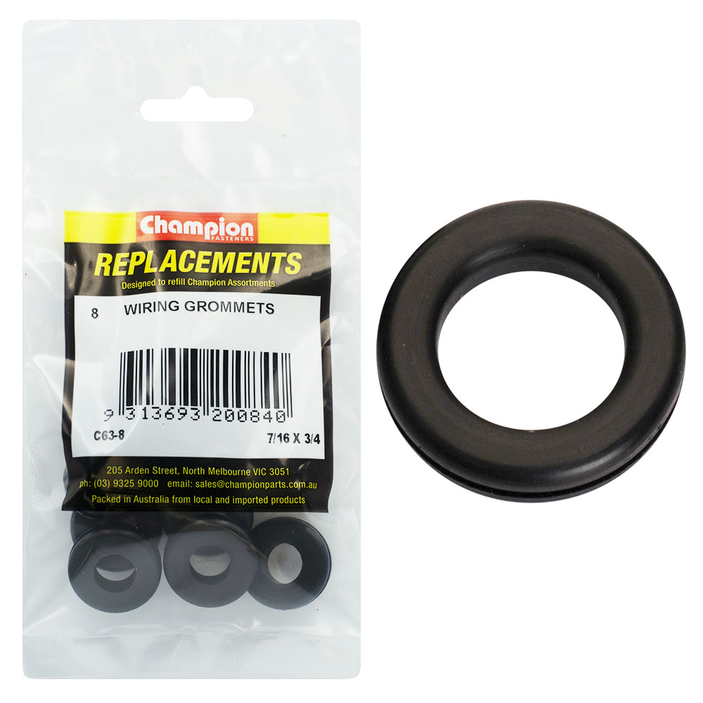 Champion 11 x 19 x 25mm Rubber Wiring Grommet -8pk