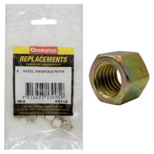 Champion M10 x 1.25mm Steel Manifold Nut -8pk