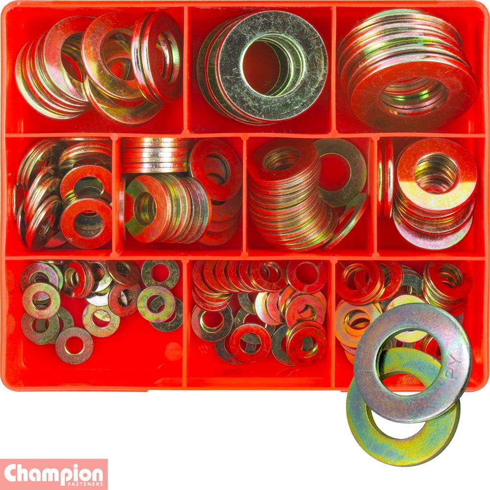 Champion 175pc High Tensile Flat Washer Assortment (Zinc)