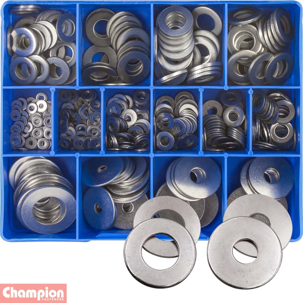 Champion 385pc Flat Washer Assortment 304/A2 (mm/imp)