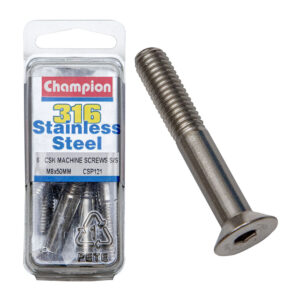 Champion Bolt-Csk-Hex-Stainless Steel-M8 x 50mm-316/A4 - 6pk