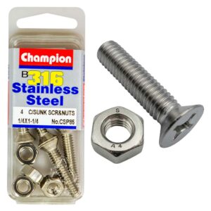 Champion 1/4in x 1-1/4in UNC CSK Set Screw 316/A4 (C)