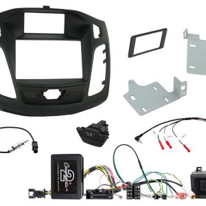 FITTING KIT FORD FOCUS 2011 - 2015 DDIN (BLACK) (WITH ADVANCED DISPLAY) COMPLETE KIT + HAZZARD
