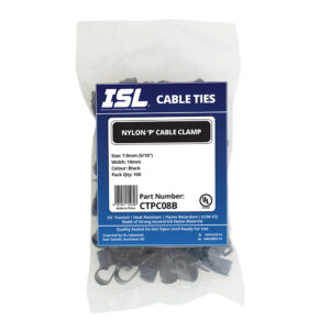 ISL Nylon 'P' Cable Clamp 8mm - Black - 100pk