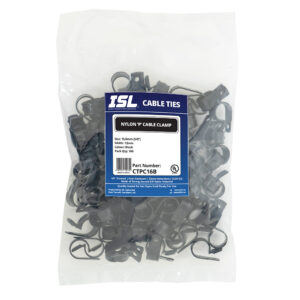 ISL Nylon 'P' Cable Clamp 16mm - Black - 100pk
