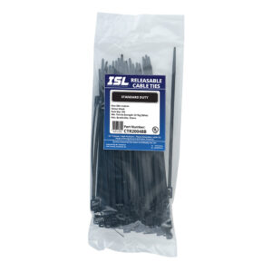 ISL 200 x 4.8mm UV Nylon Releasable Cable Tie - Blk - 100pk