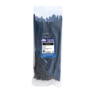 ISL 300 x 7.5mm UV Nylon Releasable Cable Tie - Blk - 100pk