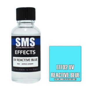 SMS AIRBRUSH PAINT ACRYLIC LACQUER EFFECTS UV REACTIVE BLUE 30ML