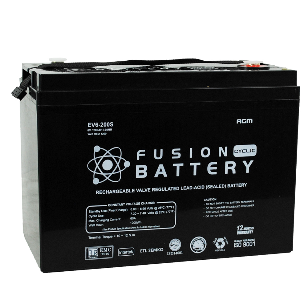 AGM DEEP CYCLE BATTERY 6V 200AH BY FUSION FOR ELECTRIC VEHCILES AND MACHINES