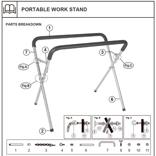 EDS AUTO PORTABLE WORK STAND SPARE CHAIN WITH EYE BOLT