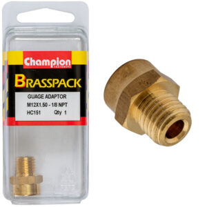 Champion Gauge Adaptor Brass M12x1.5 Male-1/8 NPT Female-1pk