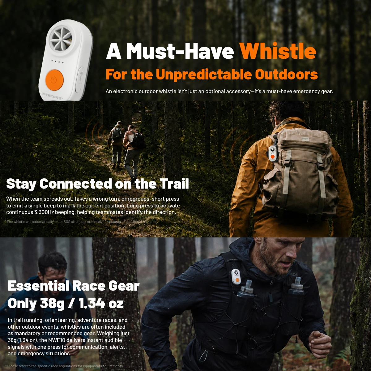 NITECORE ELECTRONIC WHISTLE - NWE10 - WHITE - Image 3