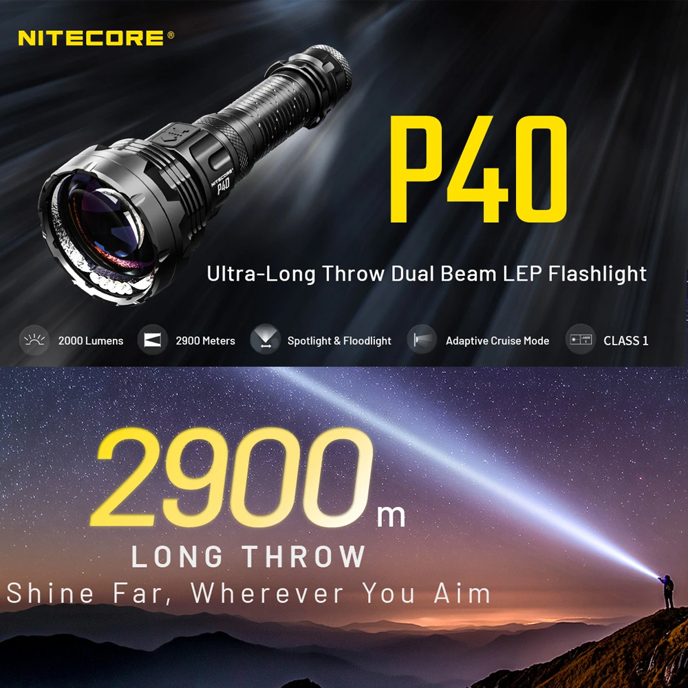 NITECORE P40 2000 LUMEN LONG THROW FLASHLIGHT - Image 2
