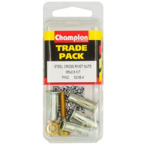 Champion Steel Cross Rivet Nuts - M5 x 0.8mm - Kit - 4pk