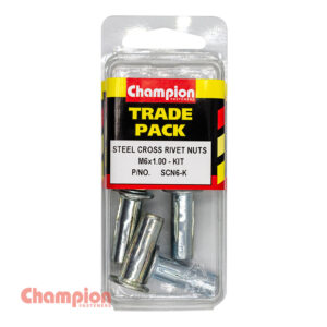 Champion Steel Cross Rivet Nuts - M6x1.00 - Kit - 4pk