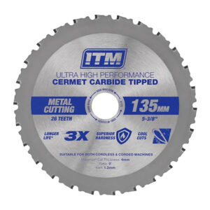 ITM 135mm Metal Cutting Blade Cermet Carbide Tipped 26T