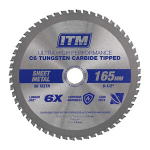 ITM 165mm Sheet Metal Cutting Blade Cermet CarbideTipped 56T