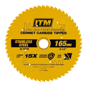 ITM 165mm SS Metal Cutting Blade Cermet Carbide Tipped 56T