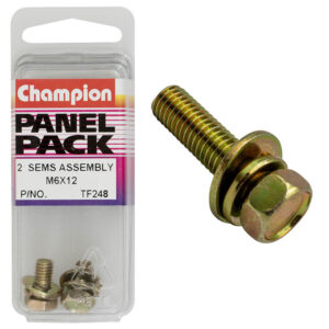 Champion Hex Set Screw Sems Hex Ind Flat/Spring Washer M6x12