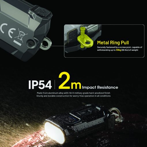 NITECORE 600 LUMEN USB-C RECHARGEABLE KEYCHAIN FLASHLIGHT BLACK - Image 7