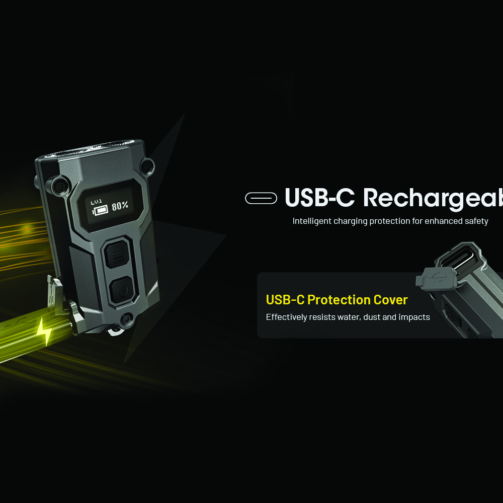 NITECORE 600 LUMEN USB-C RECHARGEABLE KEYCHAIN FLASHLIGHT ORANGE - Image 5