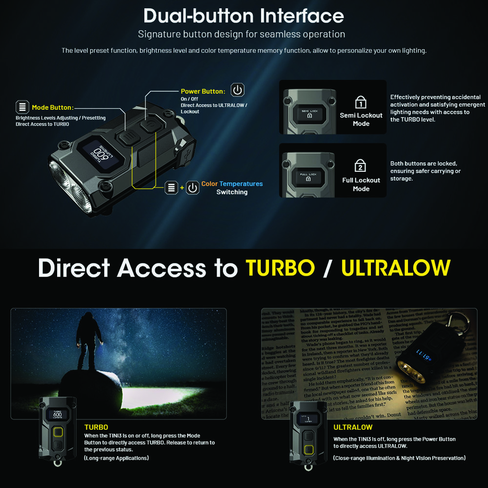 NITECORE 600 LUMEN USB-C RECHARGEABLE KEYCHAIN FLASHLIGHT ORANGE - Image 6