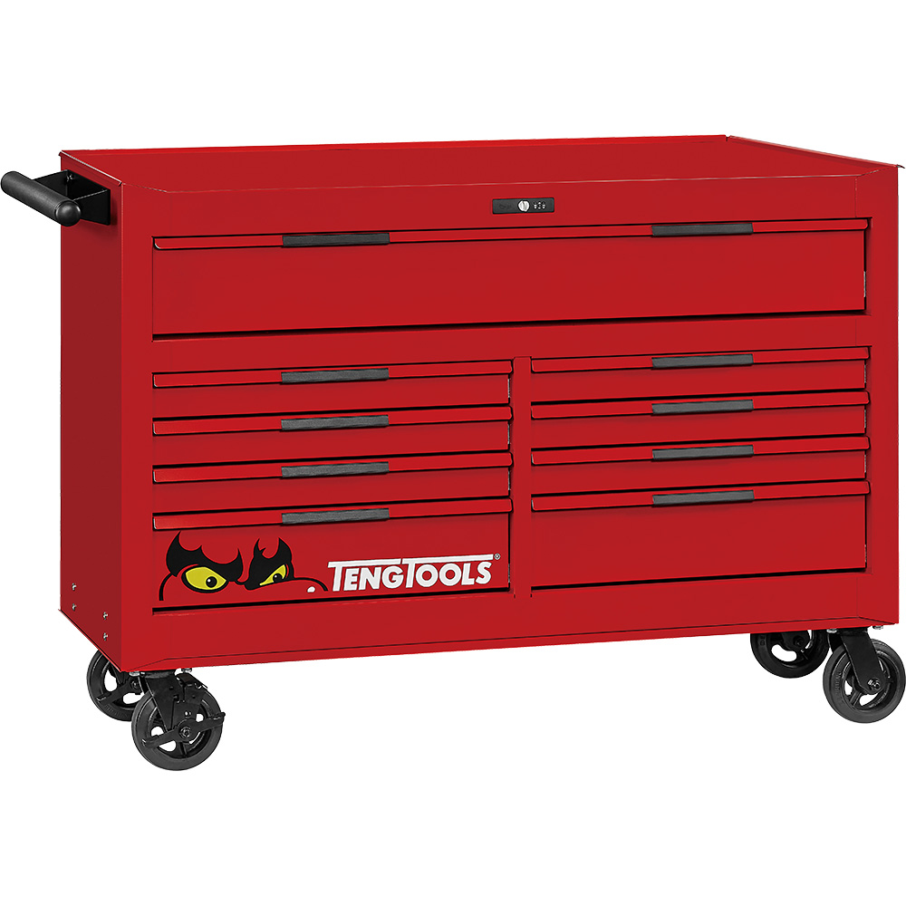Teng Pro35 53in Roller Cabinet 9 Drawers Red
