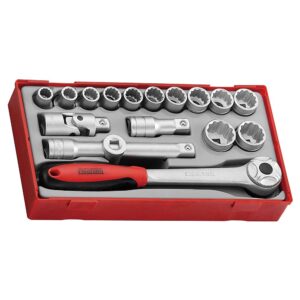 Teng 17pc 1/2in Dr. Skt & Acc Set 10-24mm - TC-Tray
