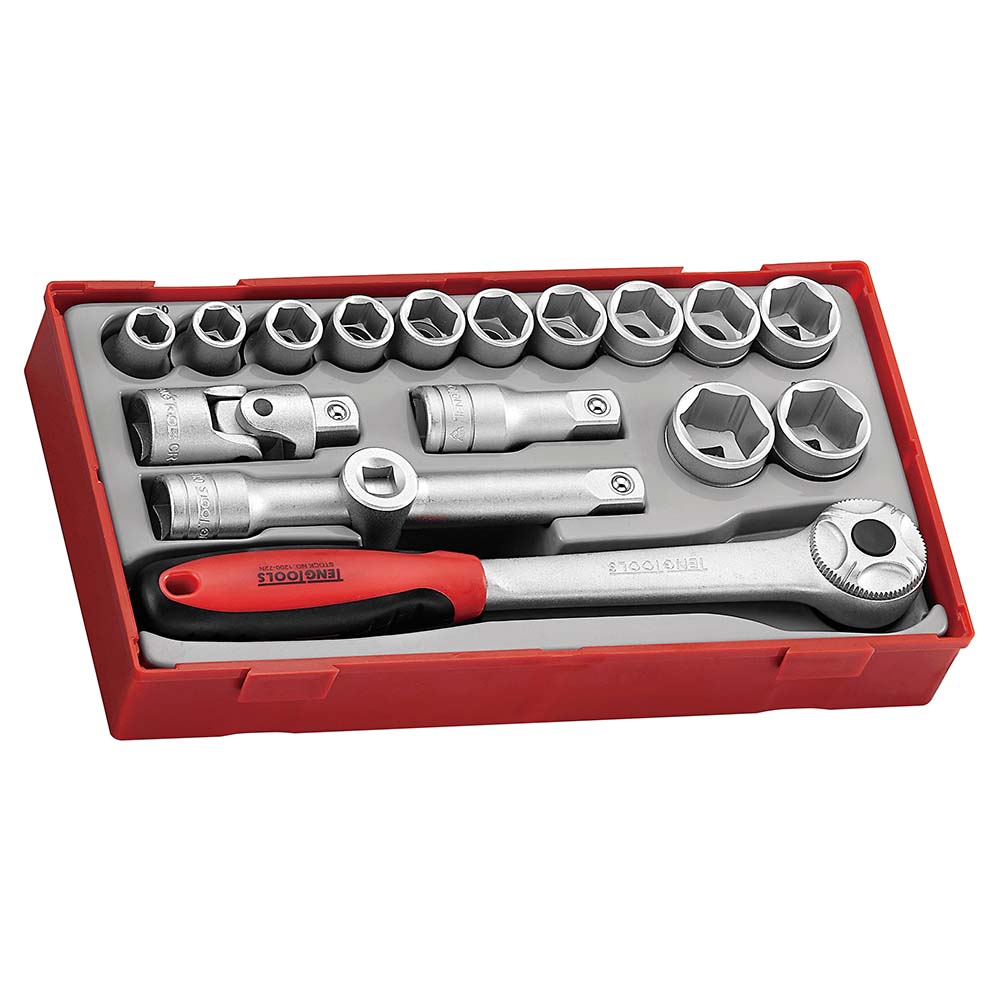 Teng 17pc 1/2in Dr. Skt & Acc Set 10-24mm - TC-Tray