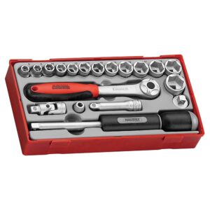 Teng 19pc 3/8in Dr. Skt & Acc Set 8-22mm - TC-Tray