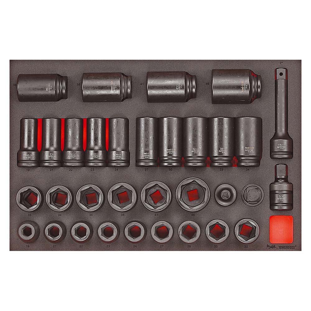 Teng 33pc 3/4in Dr. Impact Socket & Acc. Set (EVA)