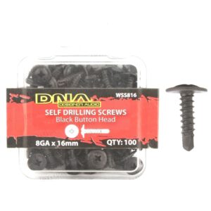 SCREW BUTTON HEAD SELF DRILLING BLACK 8G 16MM (100 PACK)